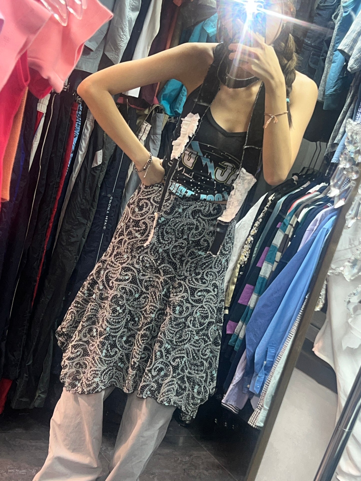 Vtg Amoeba middle long skirt