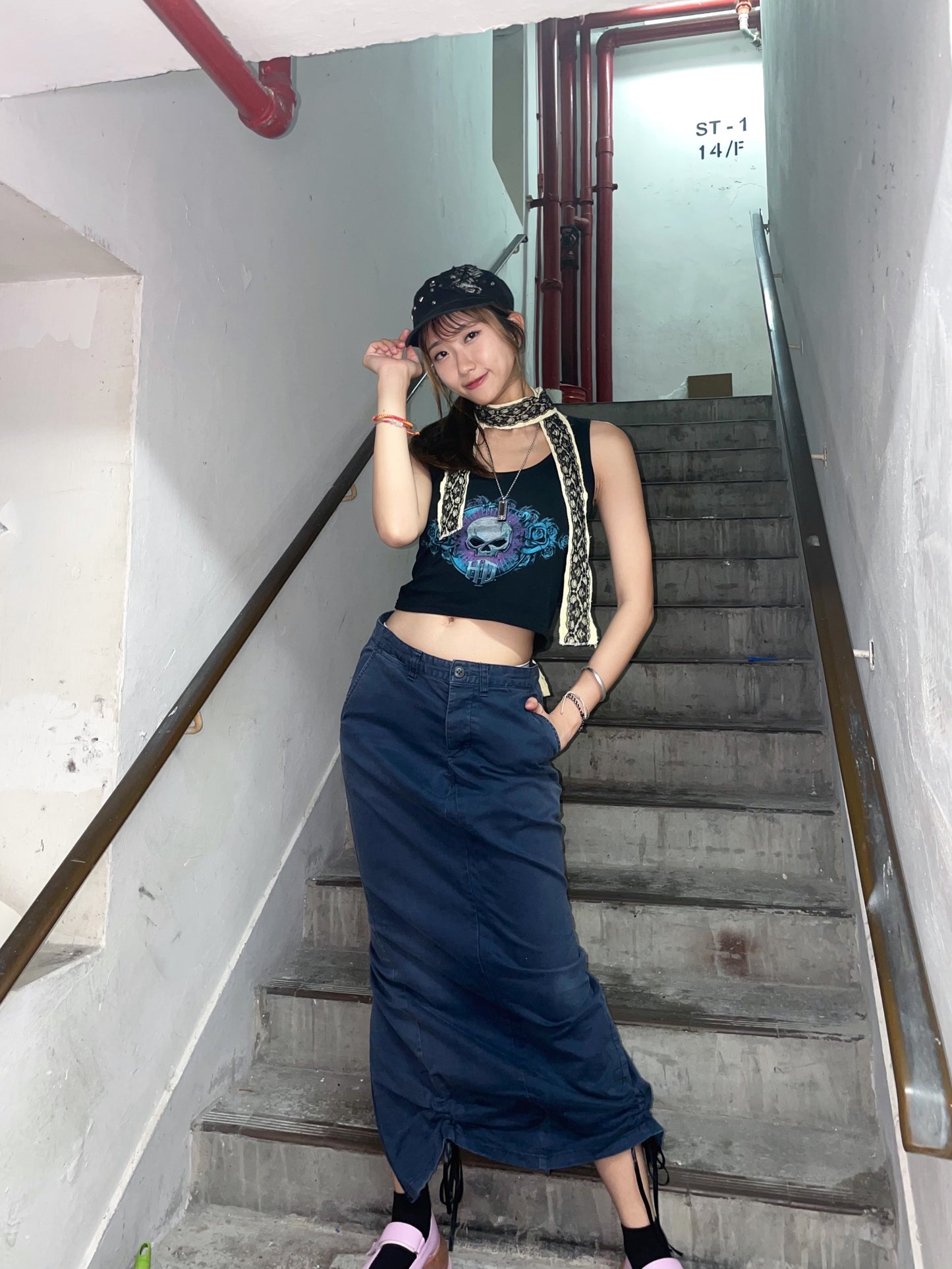 CheckThis Remake cargo long skirt