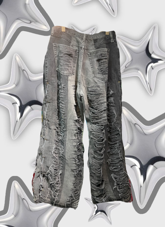 Black Remake Vintage Jeans (Ripped) 30”