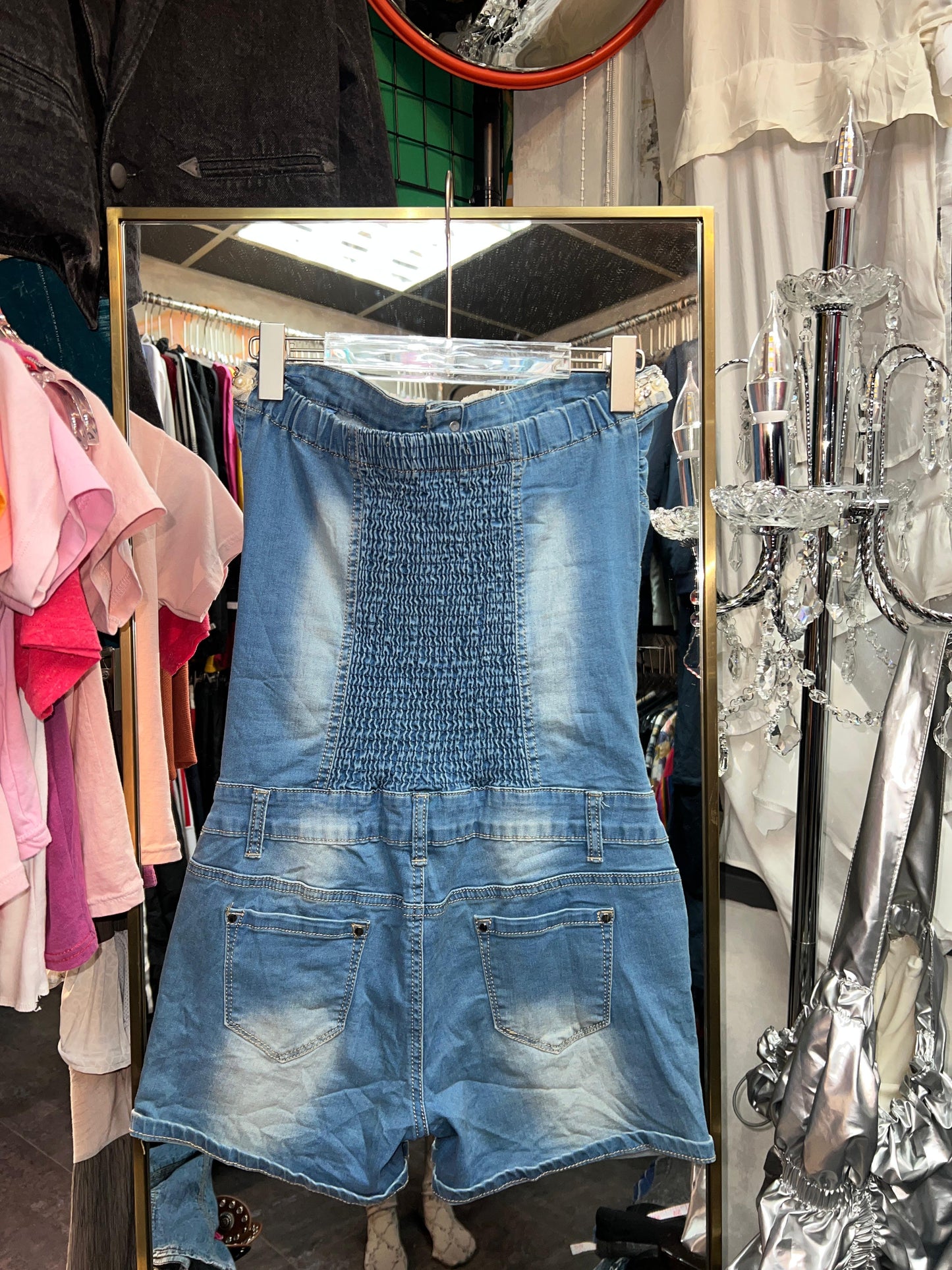 Y2K denim tube-jumpsuit