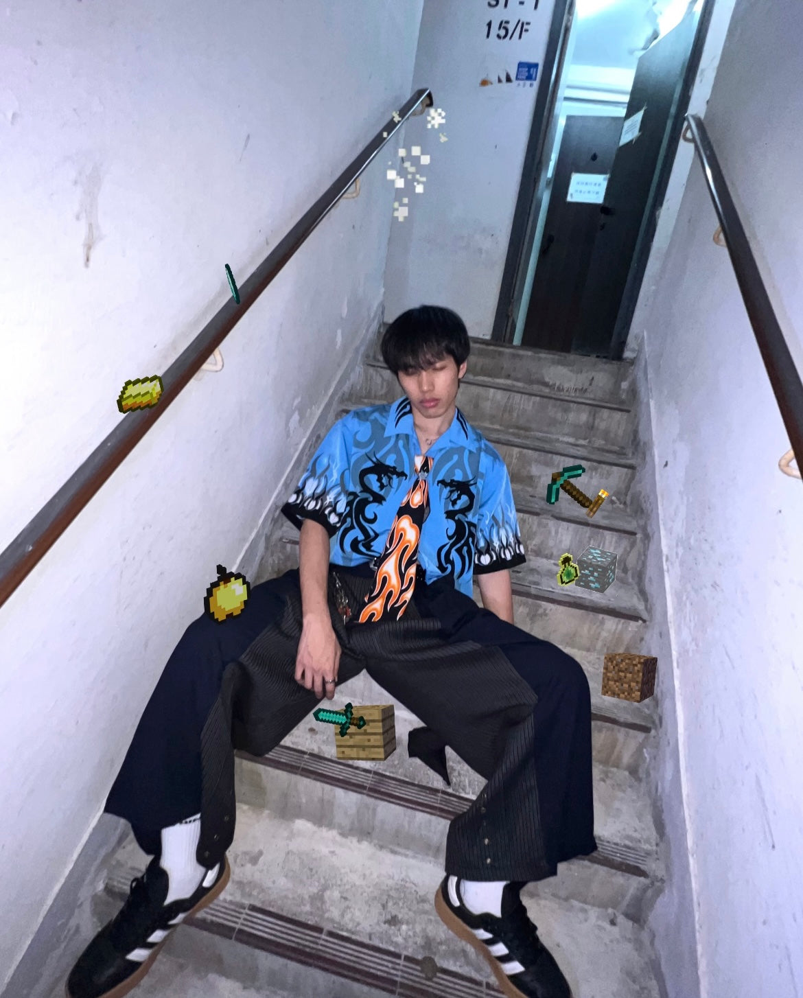 Vintage Flame Shirt Set ⊹₊🔥⋆。°✩