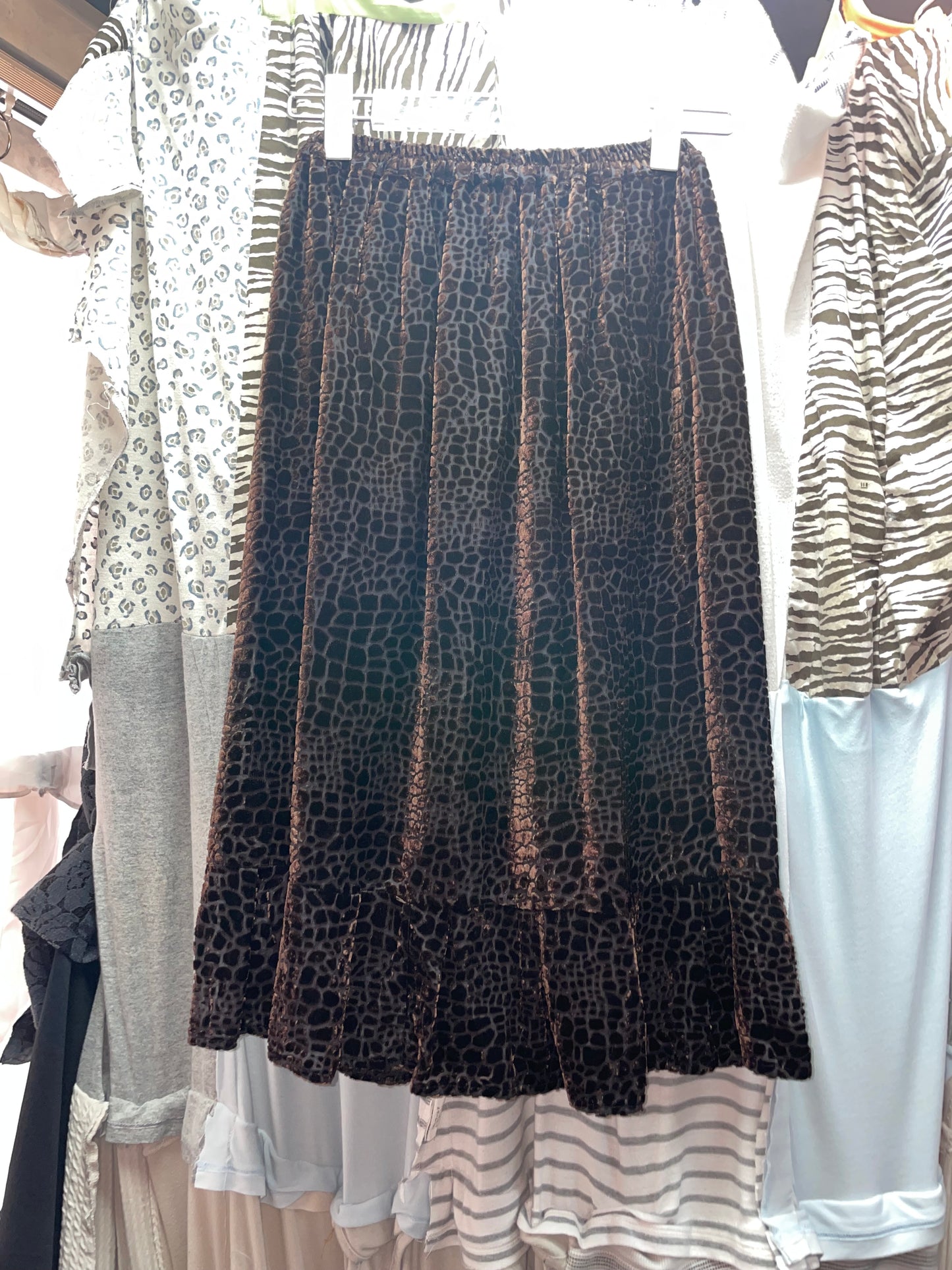 Vintage lace leopard textured skirt
