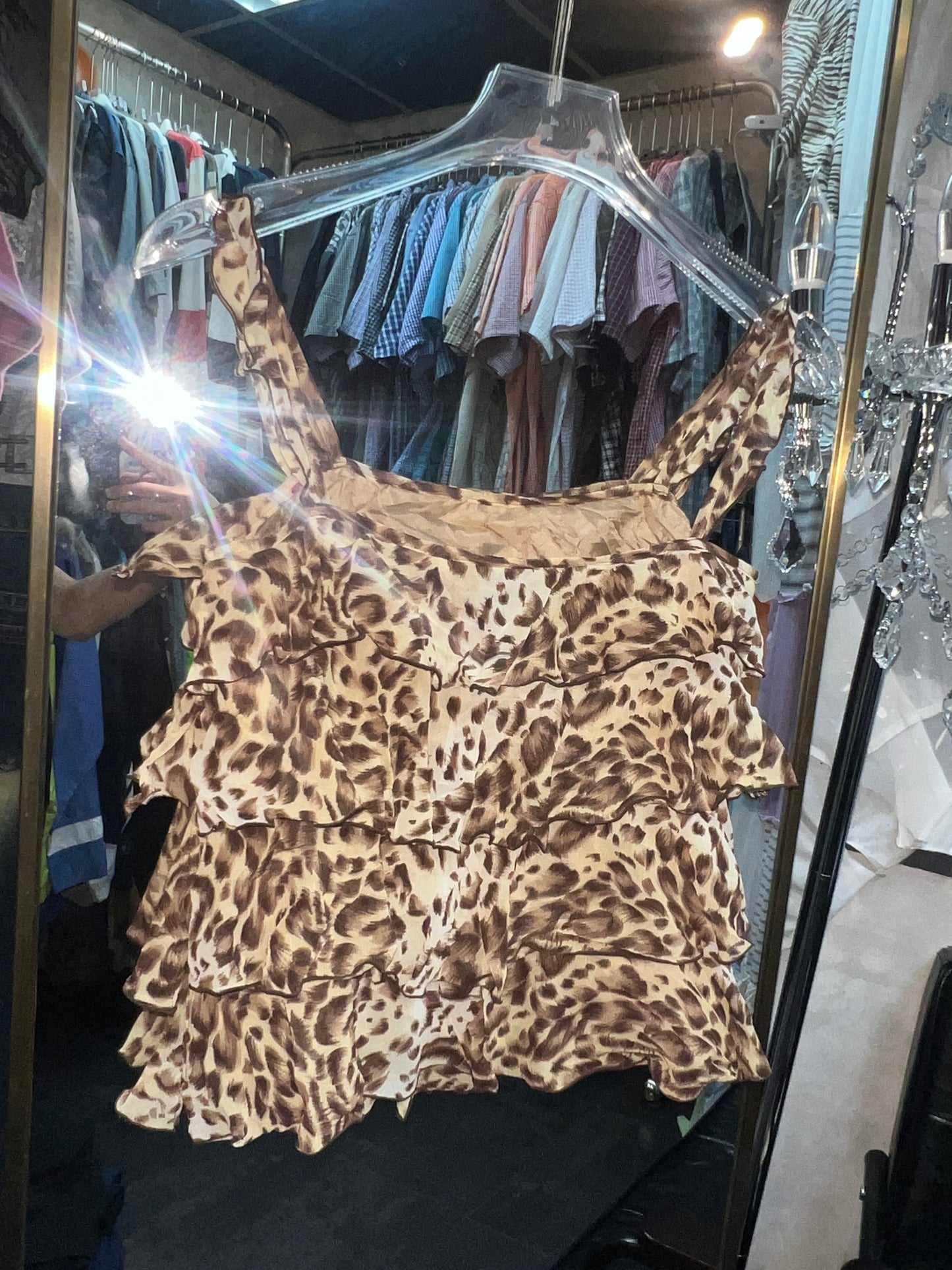 Y2K Vtg Leopard printed fluffy top