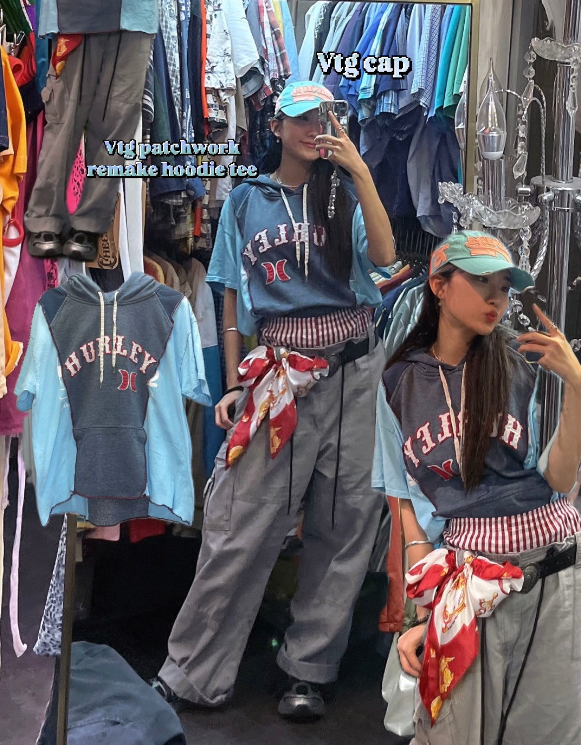 Patchwork Remake Hoodie Tee