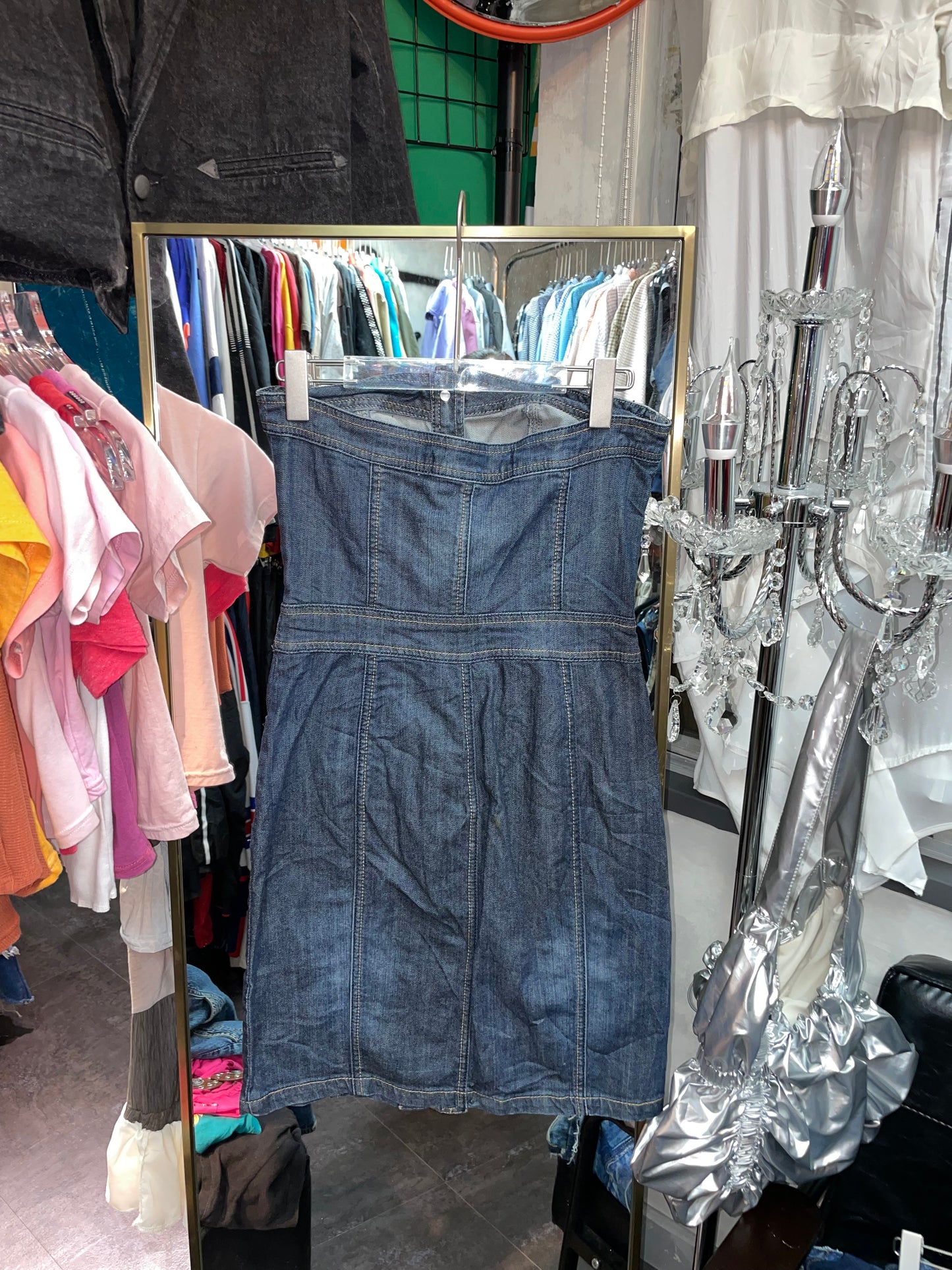 Y2K denim tube dress