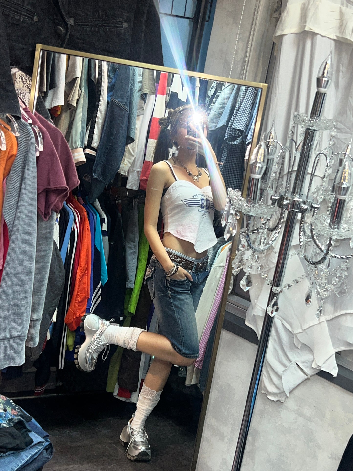 Y2K vtg floral lace shorts