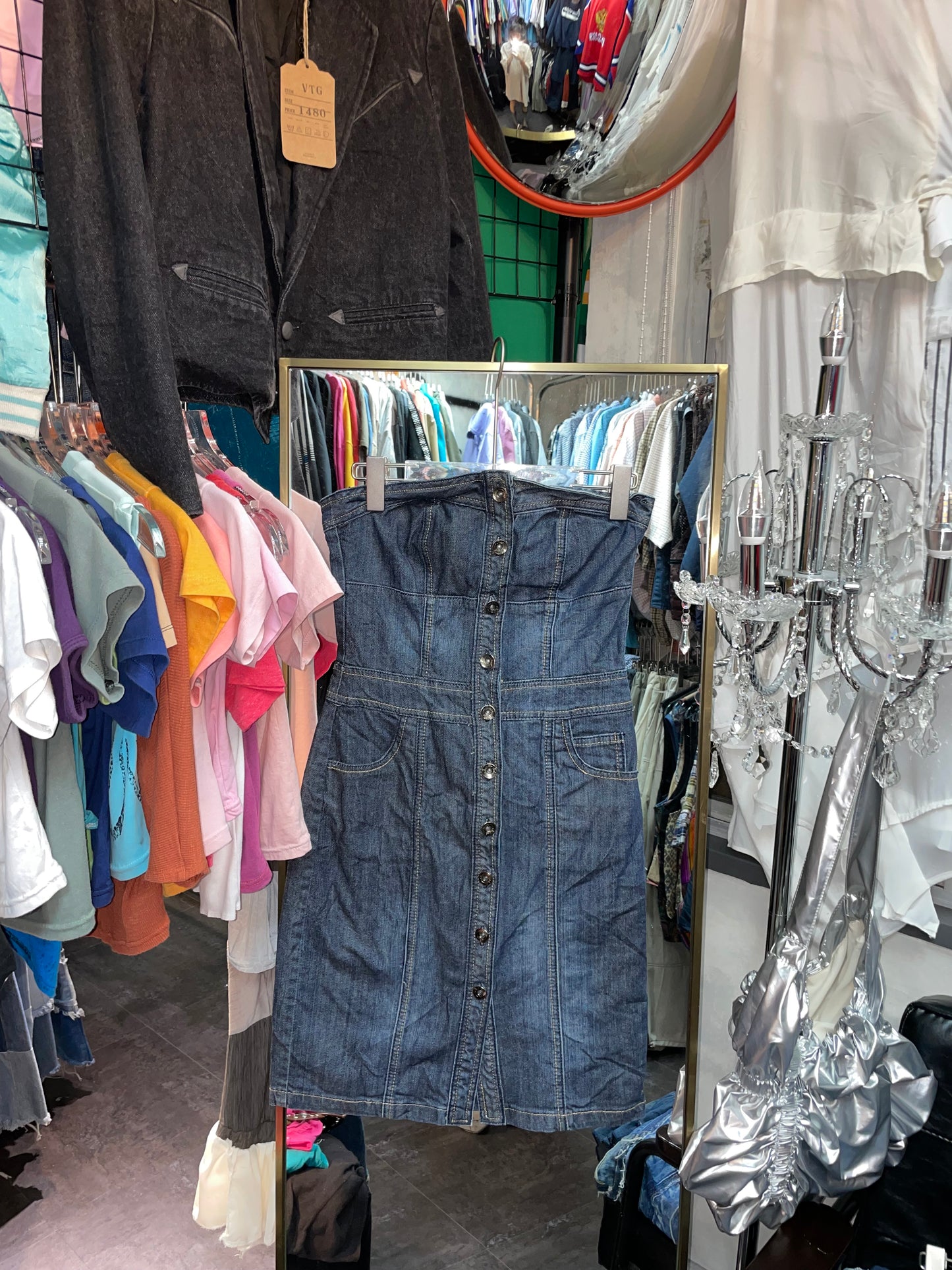 Y2K denim tube dress