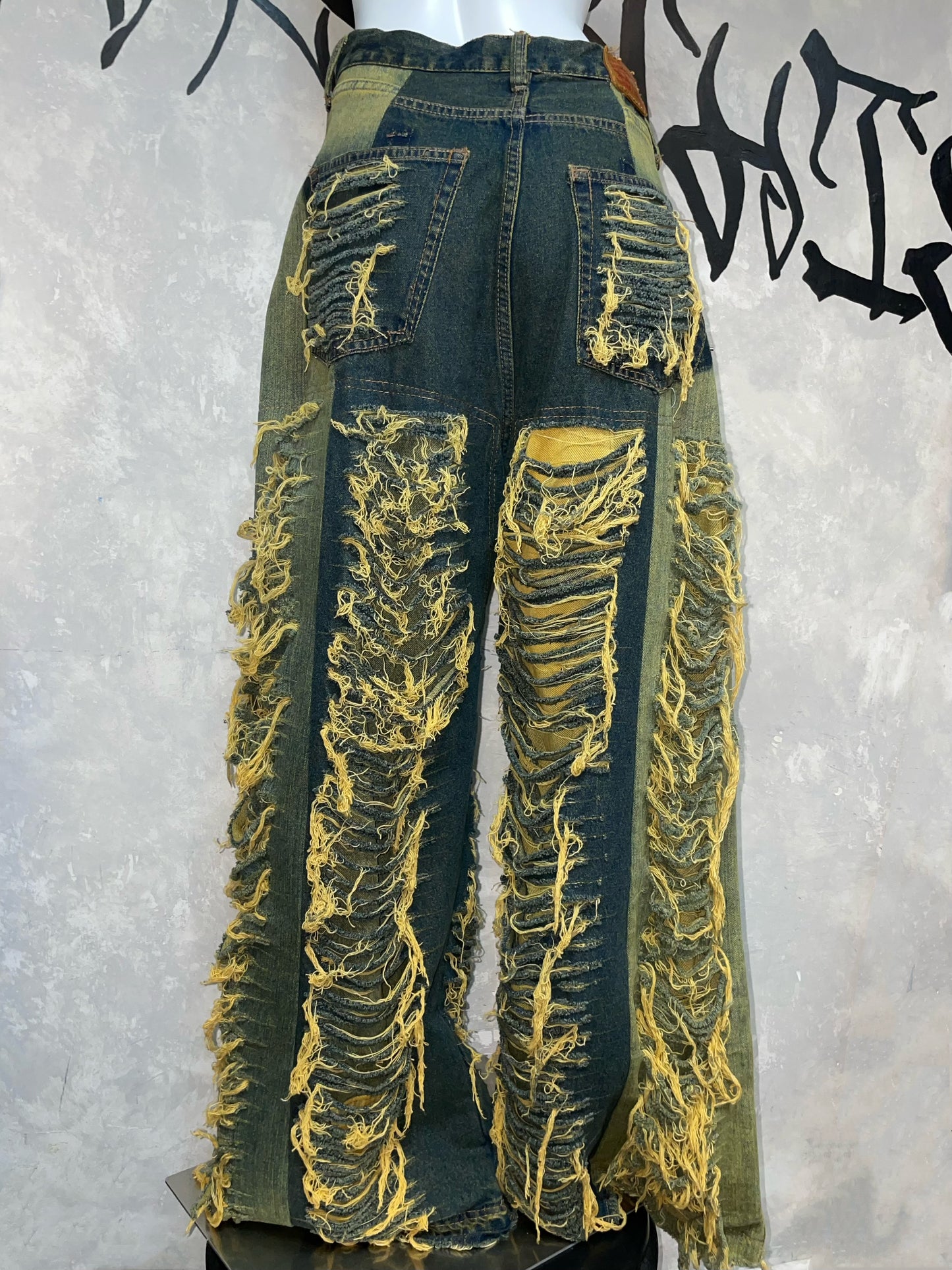 Remake Vintage Jeans (Ripped-Yellow) 33” #REJYE01