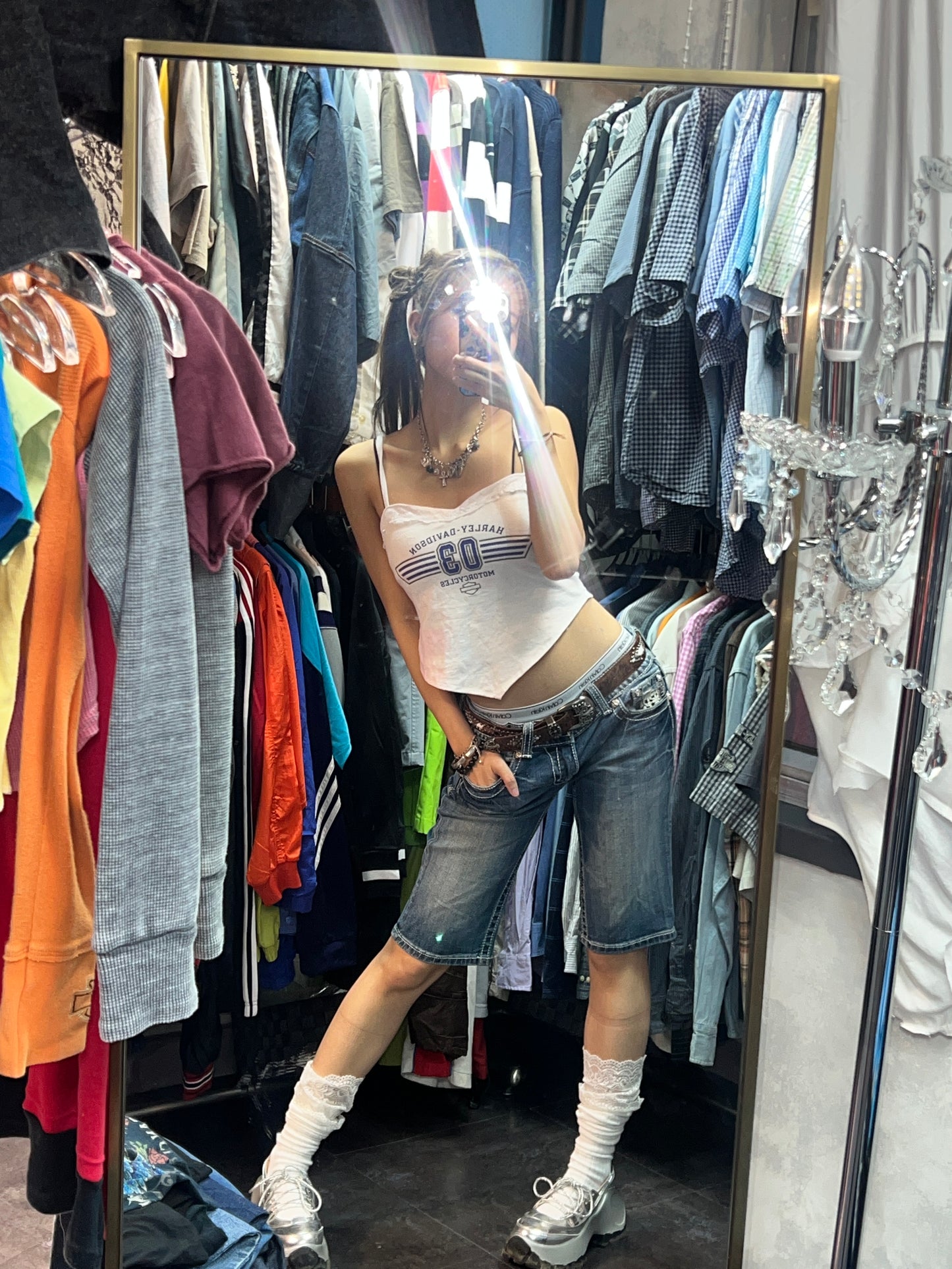 Y2K vtg floral lace shorts