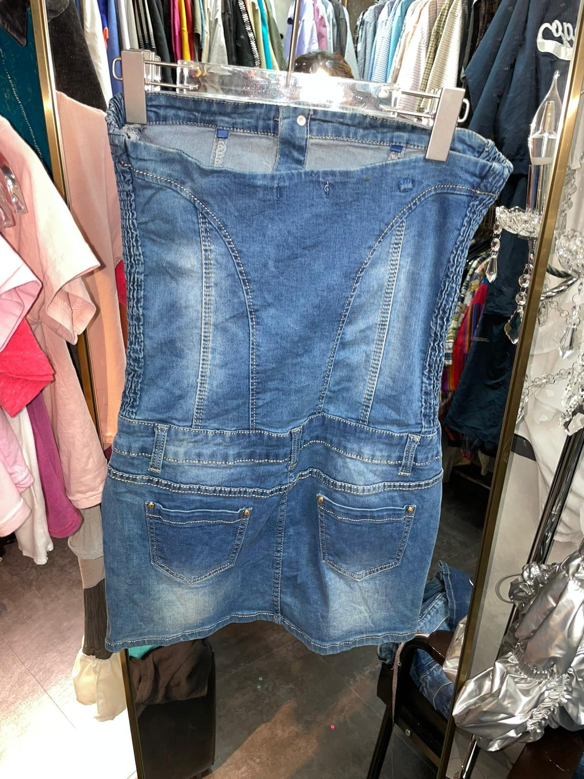 Y2K denim tube jumpsuit