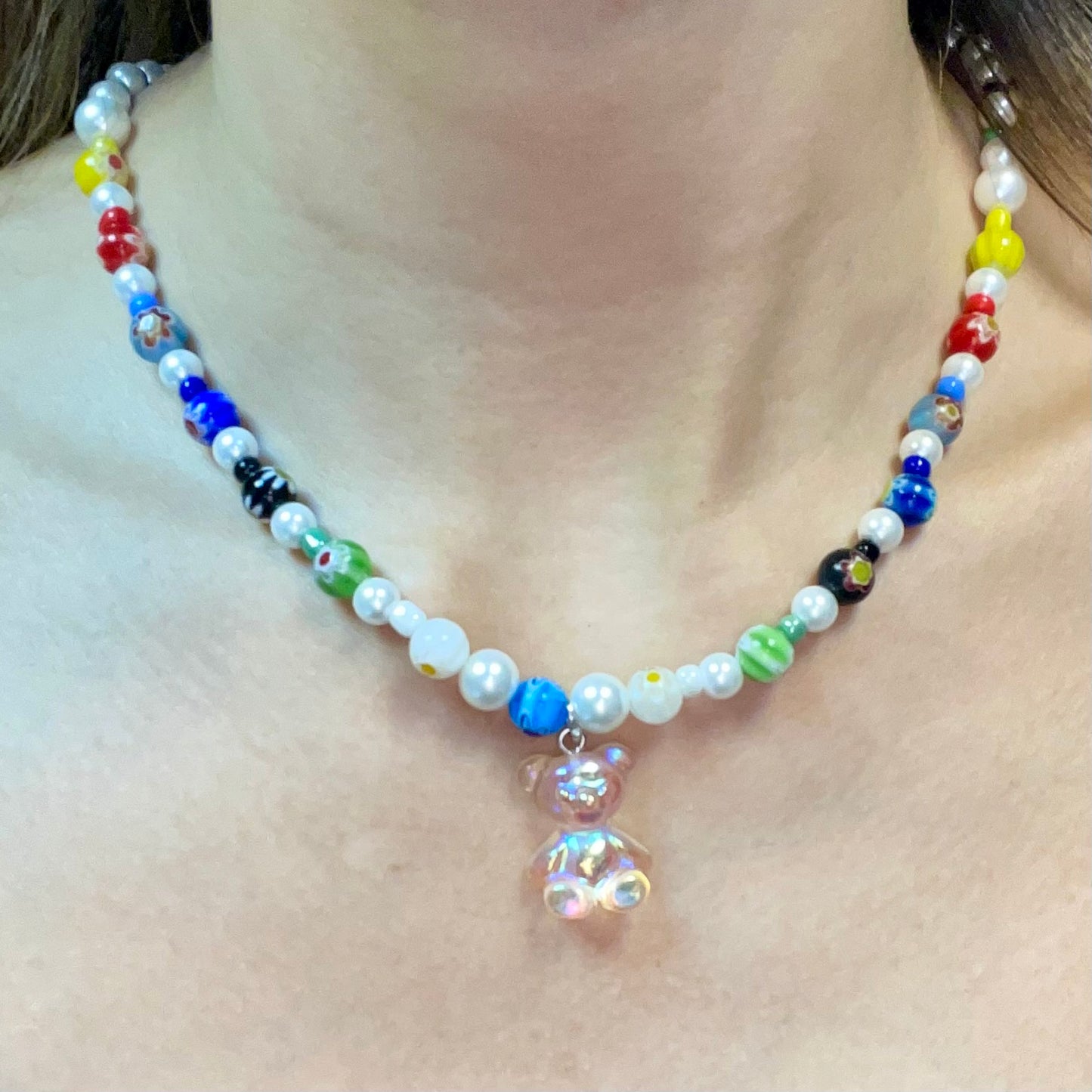 Handmade - Rainbow Bear Necklace