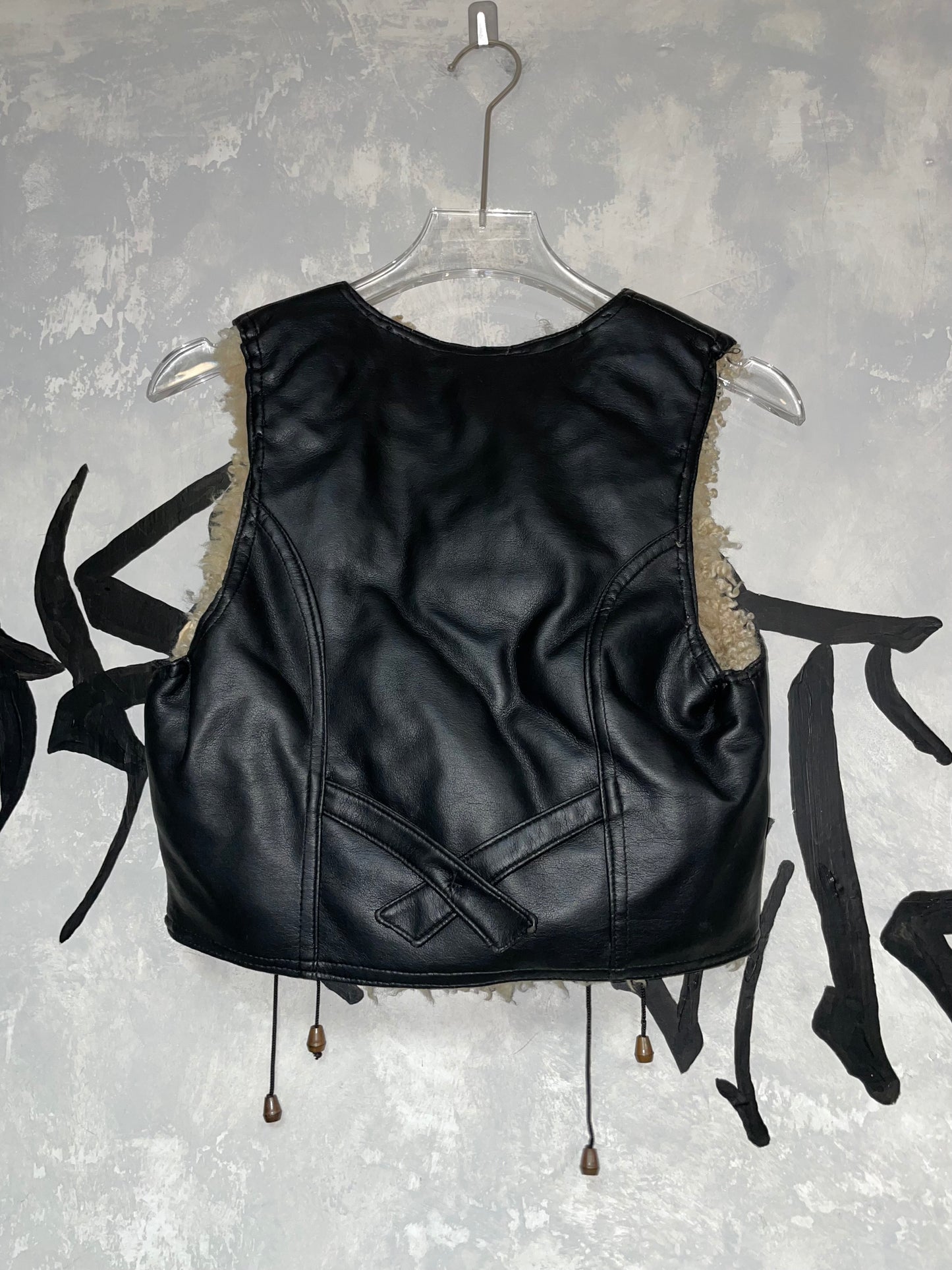 Leather Faux Furry Vintage Vest