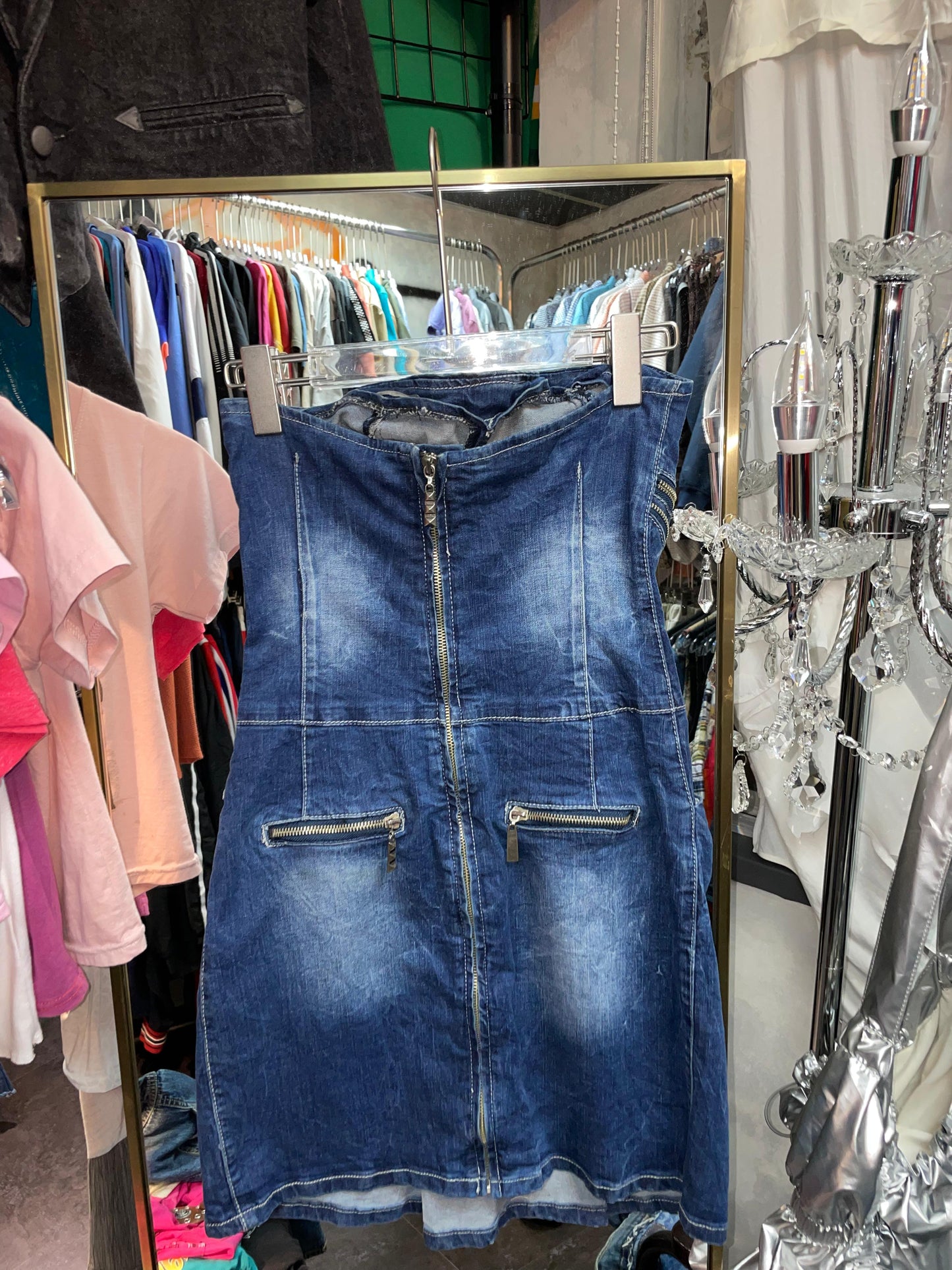 Y2K denim tube dress