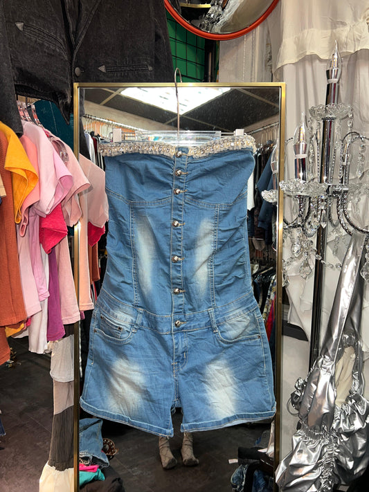 Y2K denim tube-jumpsuit