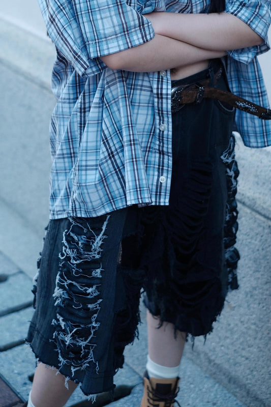 Remake Vintage Jorts (Ripped-Black 28”)