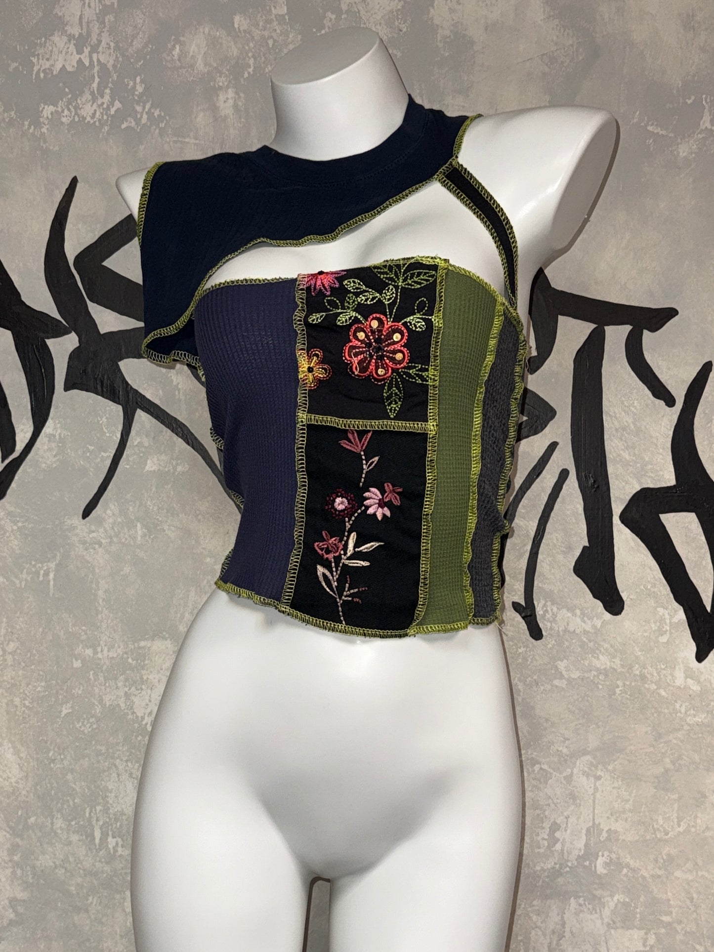 Patchwork Remake Girly Top(Two-Piece)