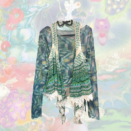 Vtg See Through Top + Lace Outer (Set)