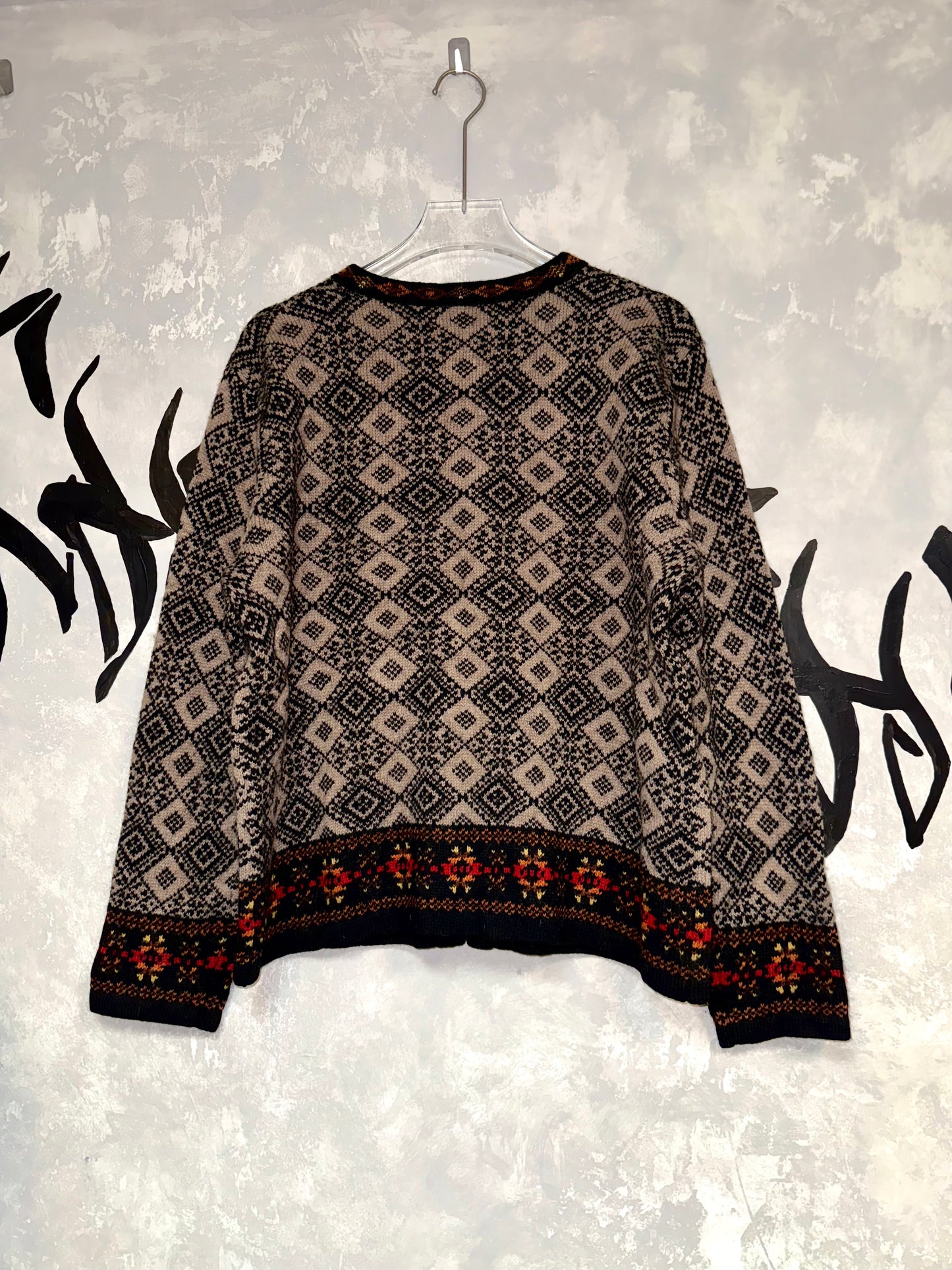 復古圖案針織外套