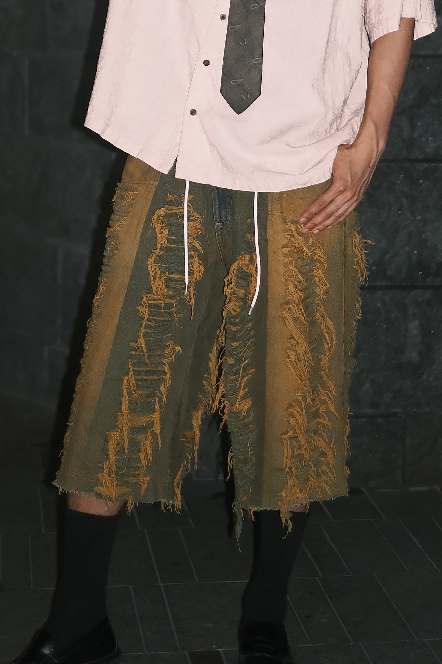 Remake Vintage Jorts (Ripped-Yellow) 33” #REJRYE01