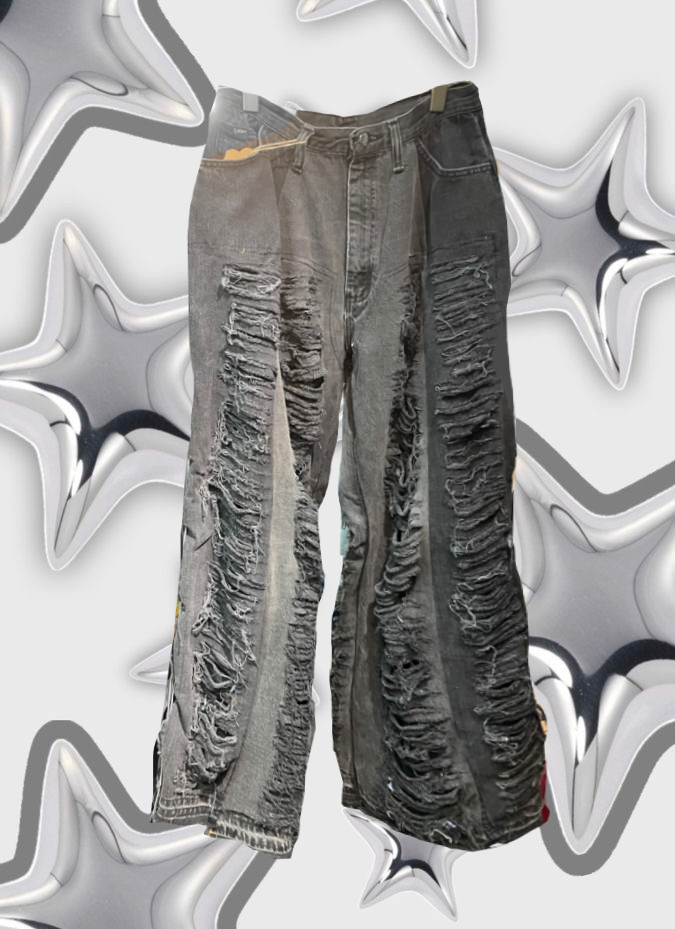 Black Remake Vintage Jeans (Ripped) 30”