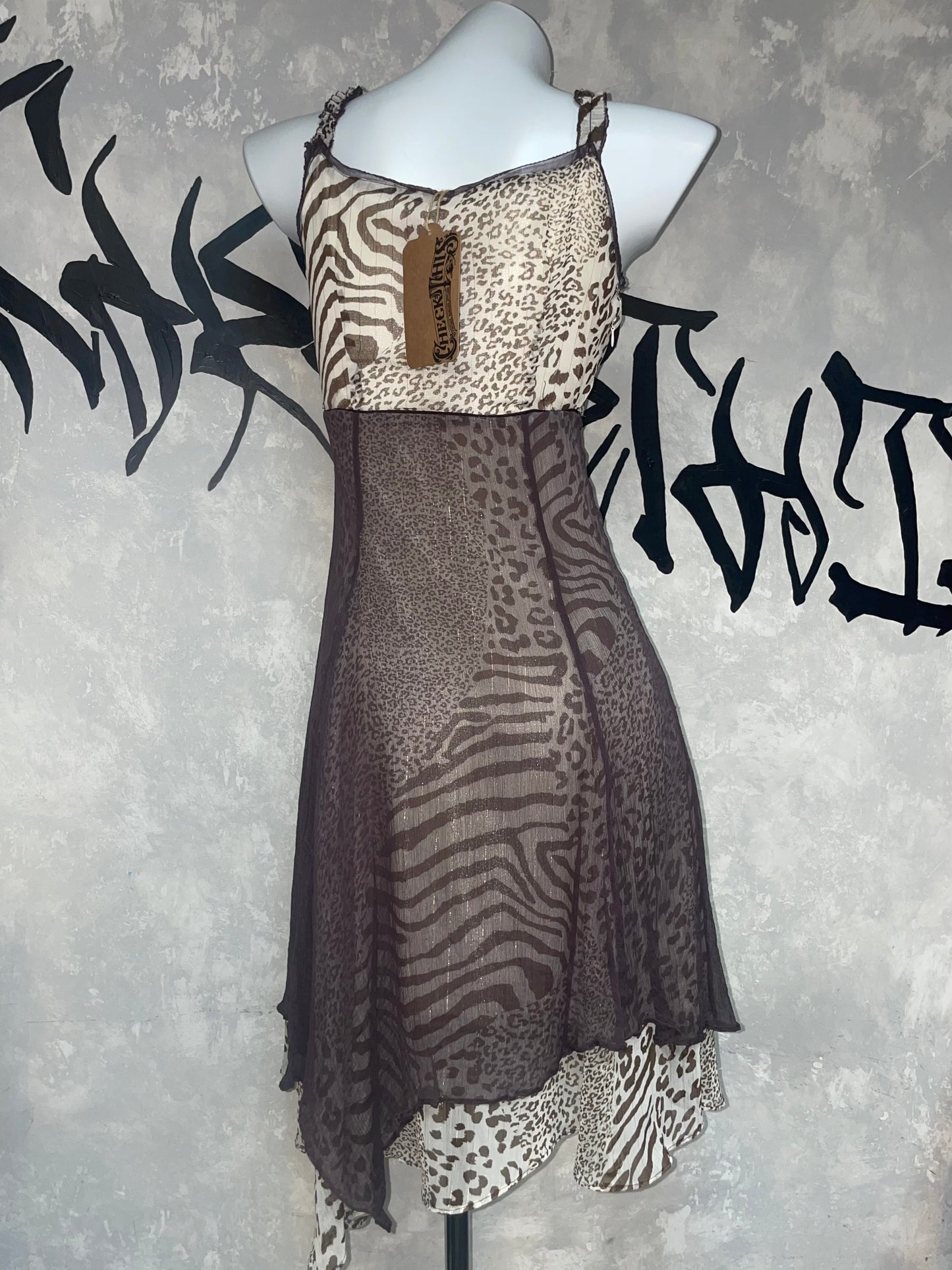 Leopard Printed Vintage Fairy Lace Dress