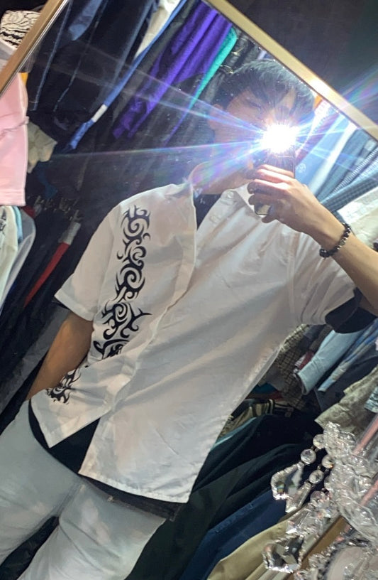 Vtg printed flame shirt