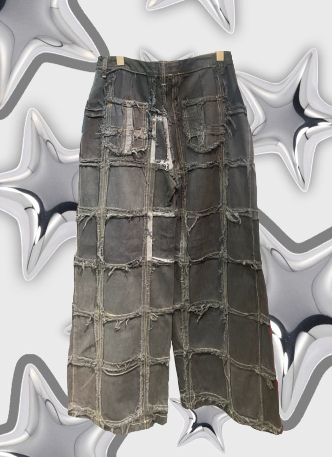 Black Remake Vintage Jeans (Ripped-Grid) 33”
