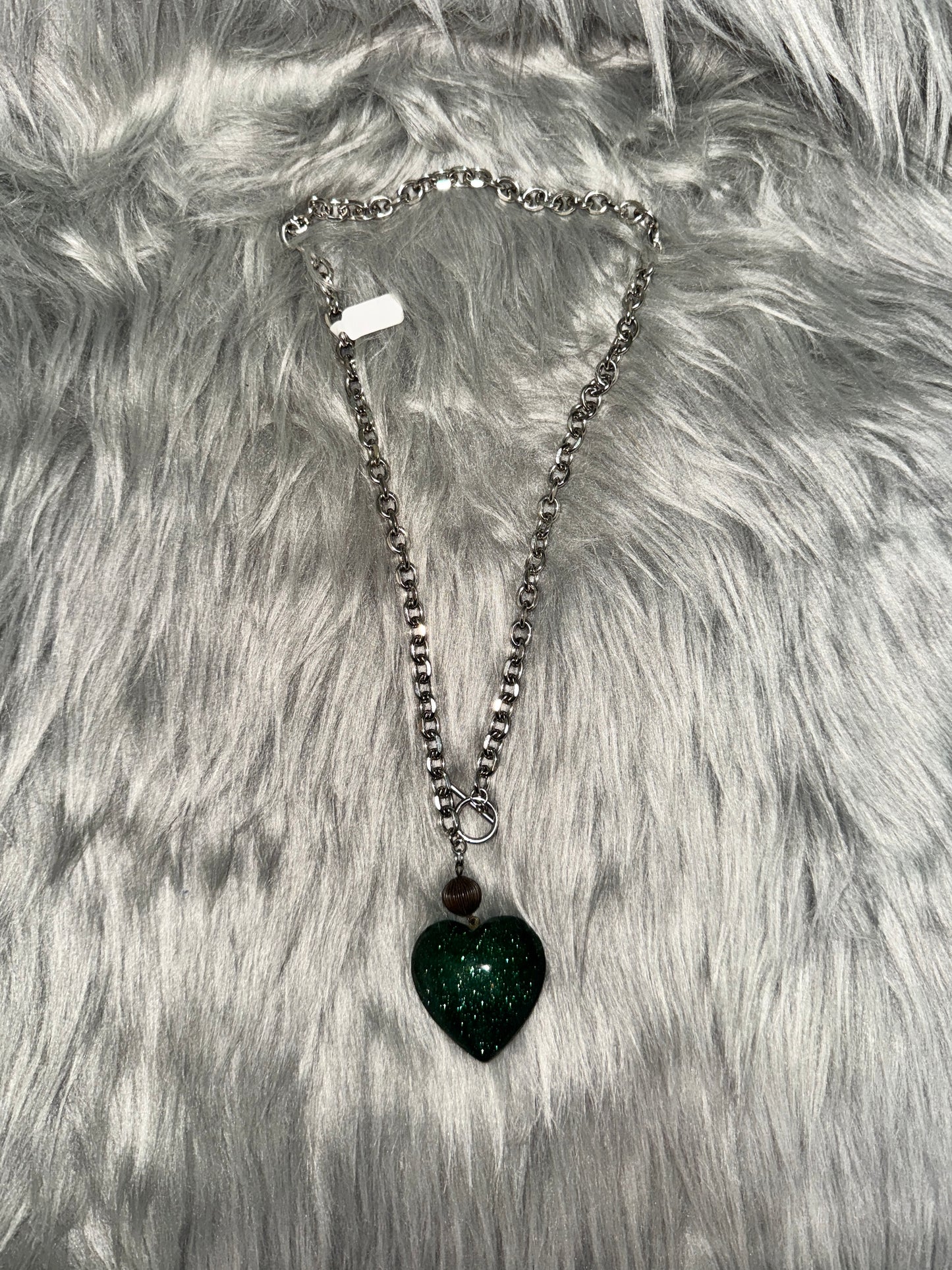 Vintage Forest Elf Green Heart Necklace ⋆.ೃ࿔* :･🌱⋆.ೃ࿔* :･
