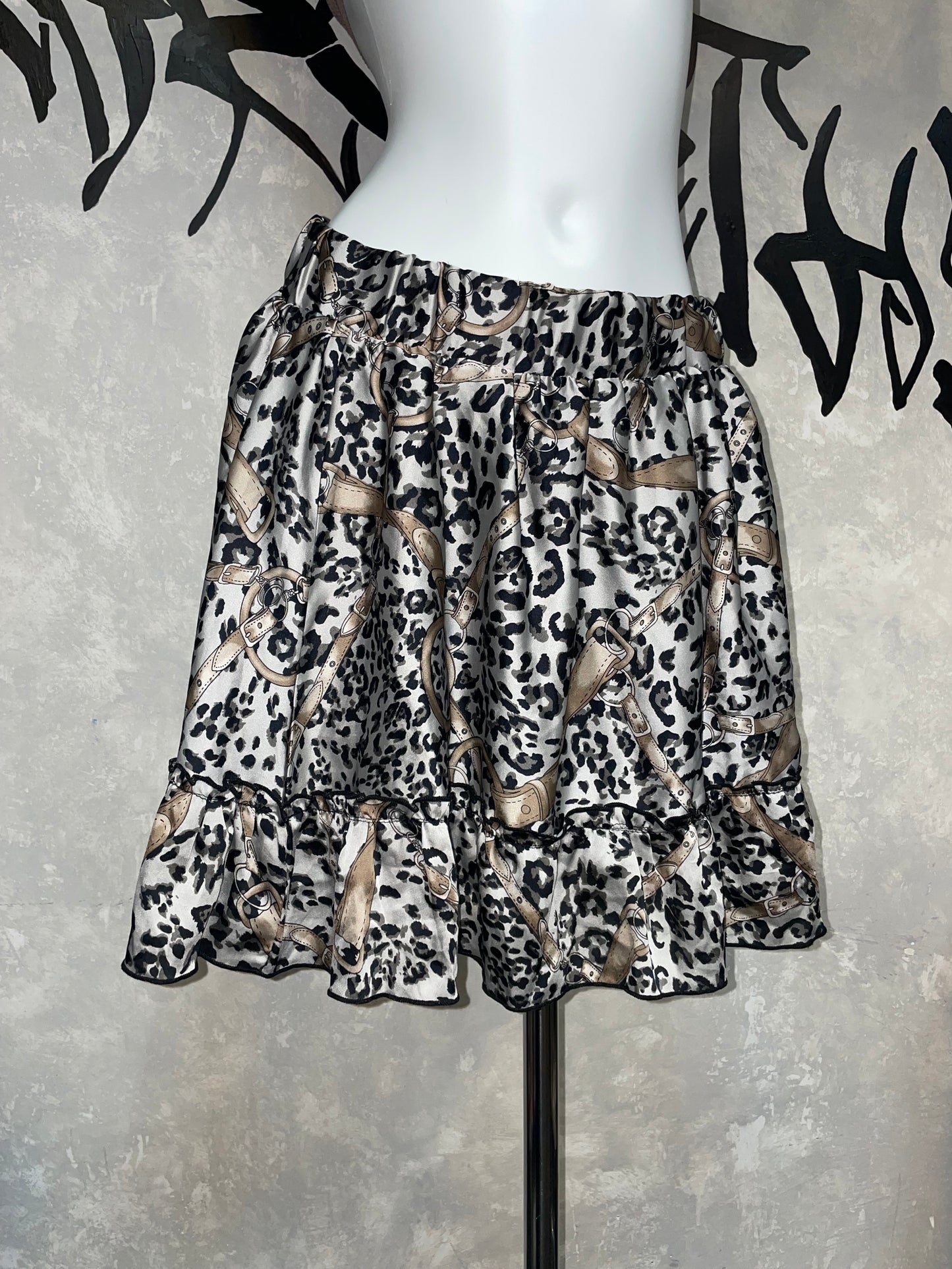 Vintage Leopard Printed Lace Skirt