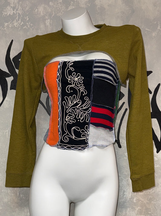 Patchwork Remake Girly Top(Two-Piece)