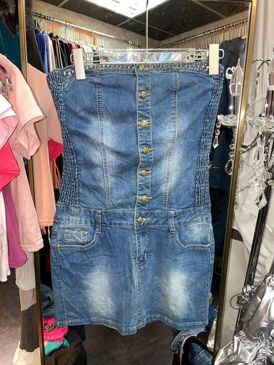 Y2K denim tube jumpsuit