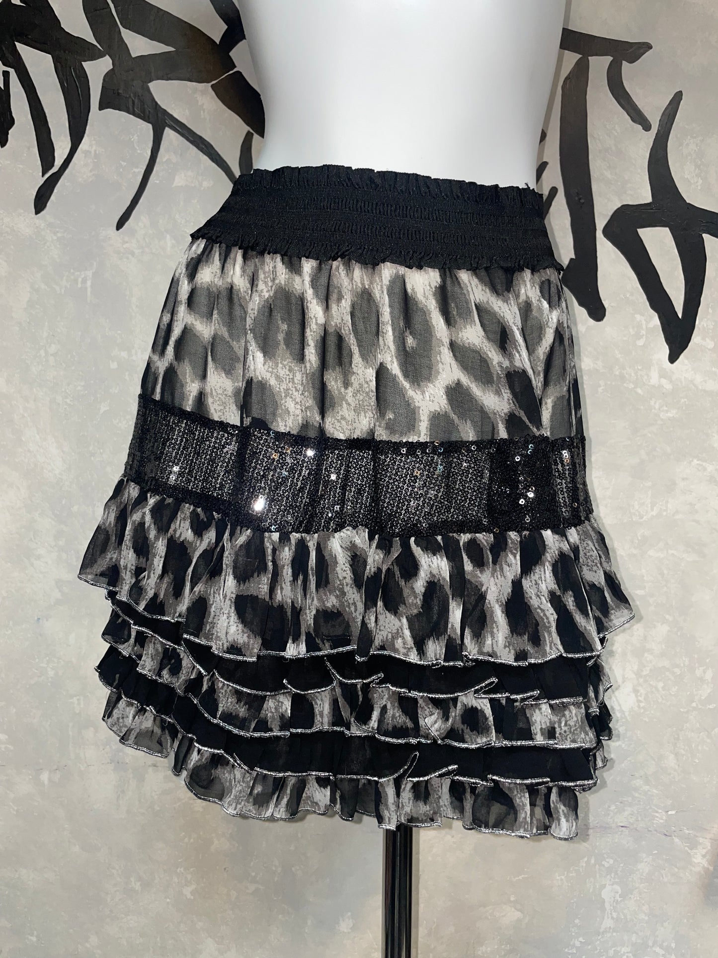 Leopard Printed Vintage Lace Skirt