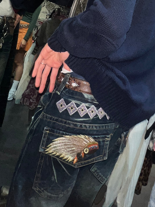 Riobera Vtg Embroidery Flared Jeans