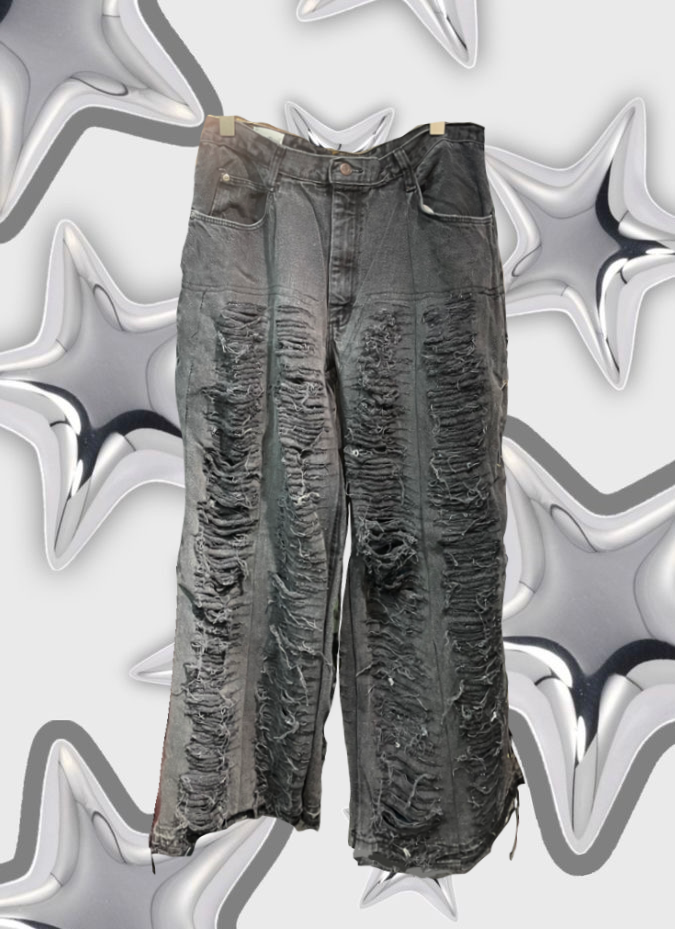 Black Remake Vintage Jeans (Ripped) 🐼 34”