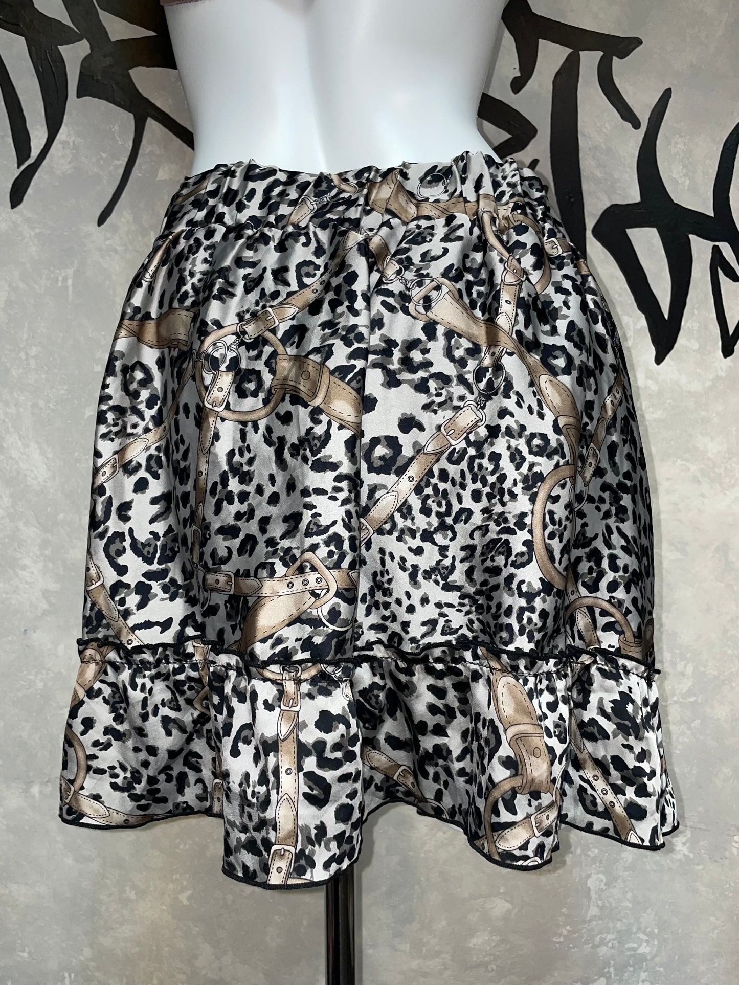 Vintage Leopard Printed Lace Skirt