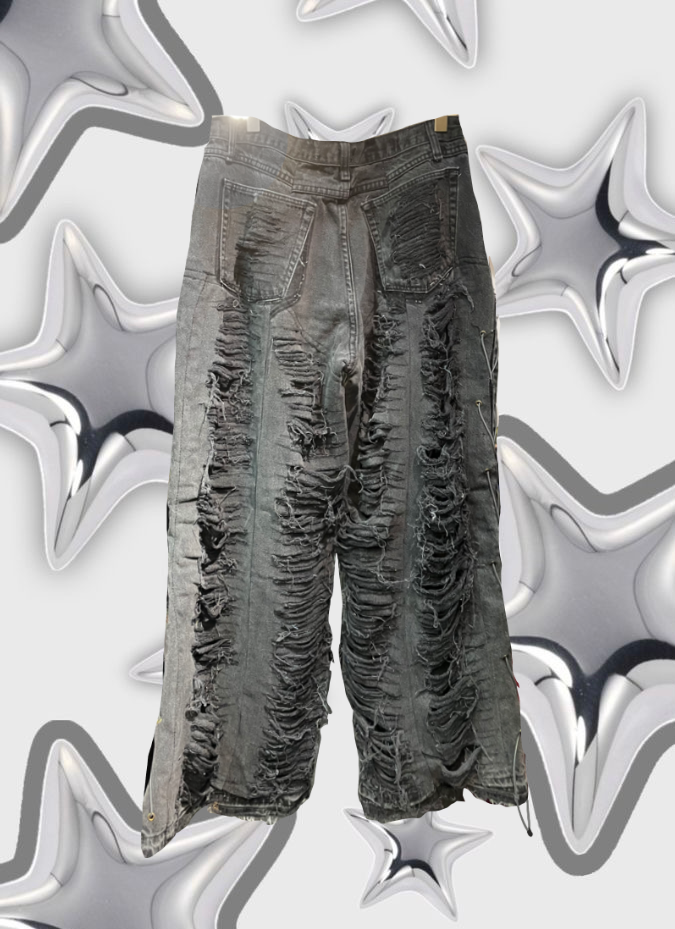Black Remake Vintage Jeans (Ripped) 🐼 34”