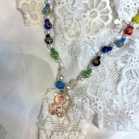 Handmade - Rainbow Bear Necklace