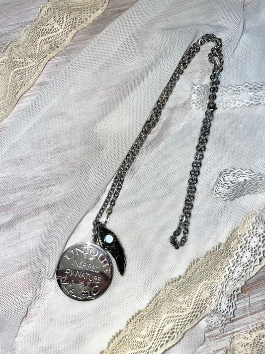 Vintage Coins and Feather Necklace 🦅🪽🪶