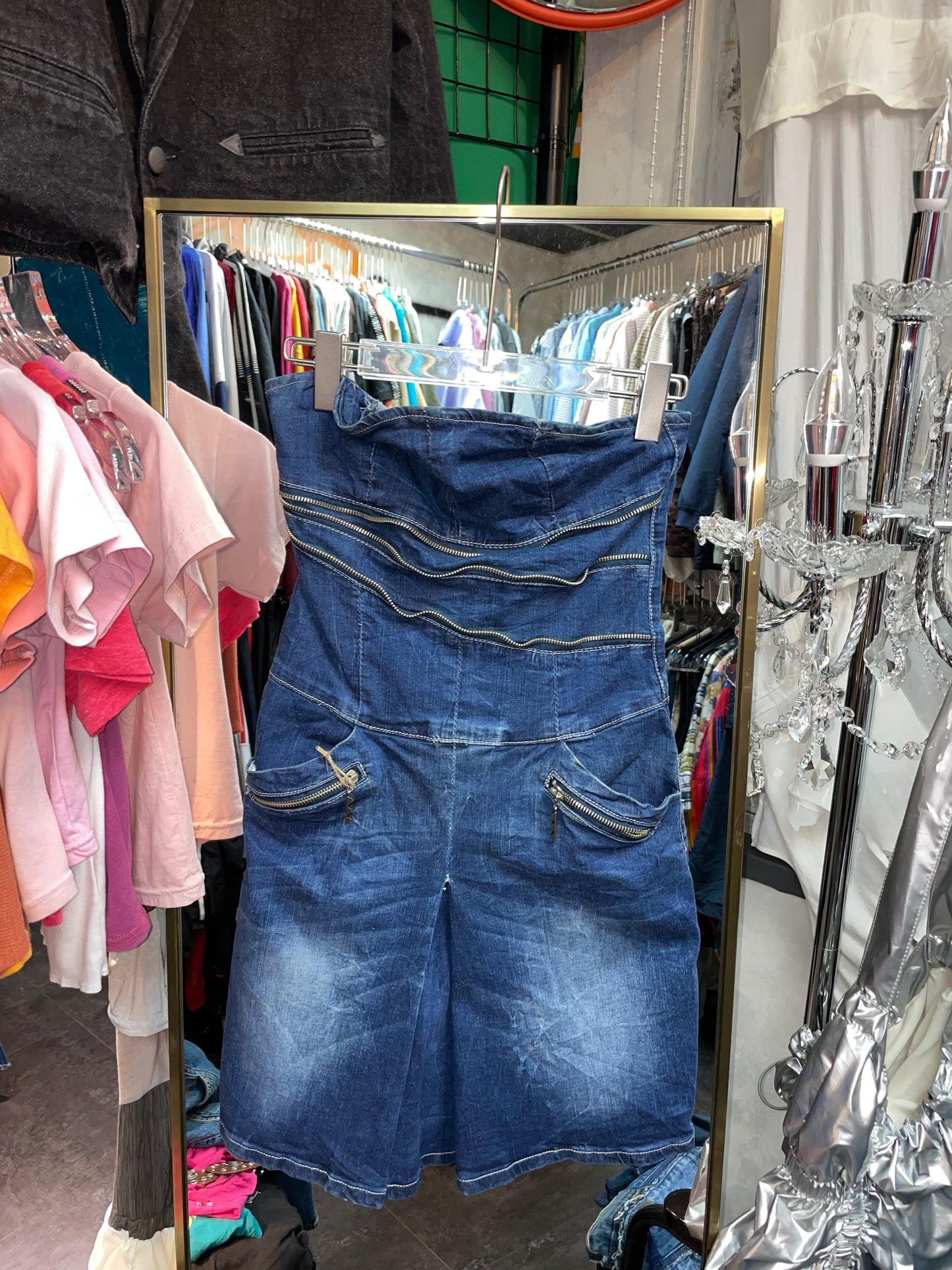 Y2K denim tube dress