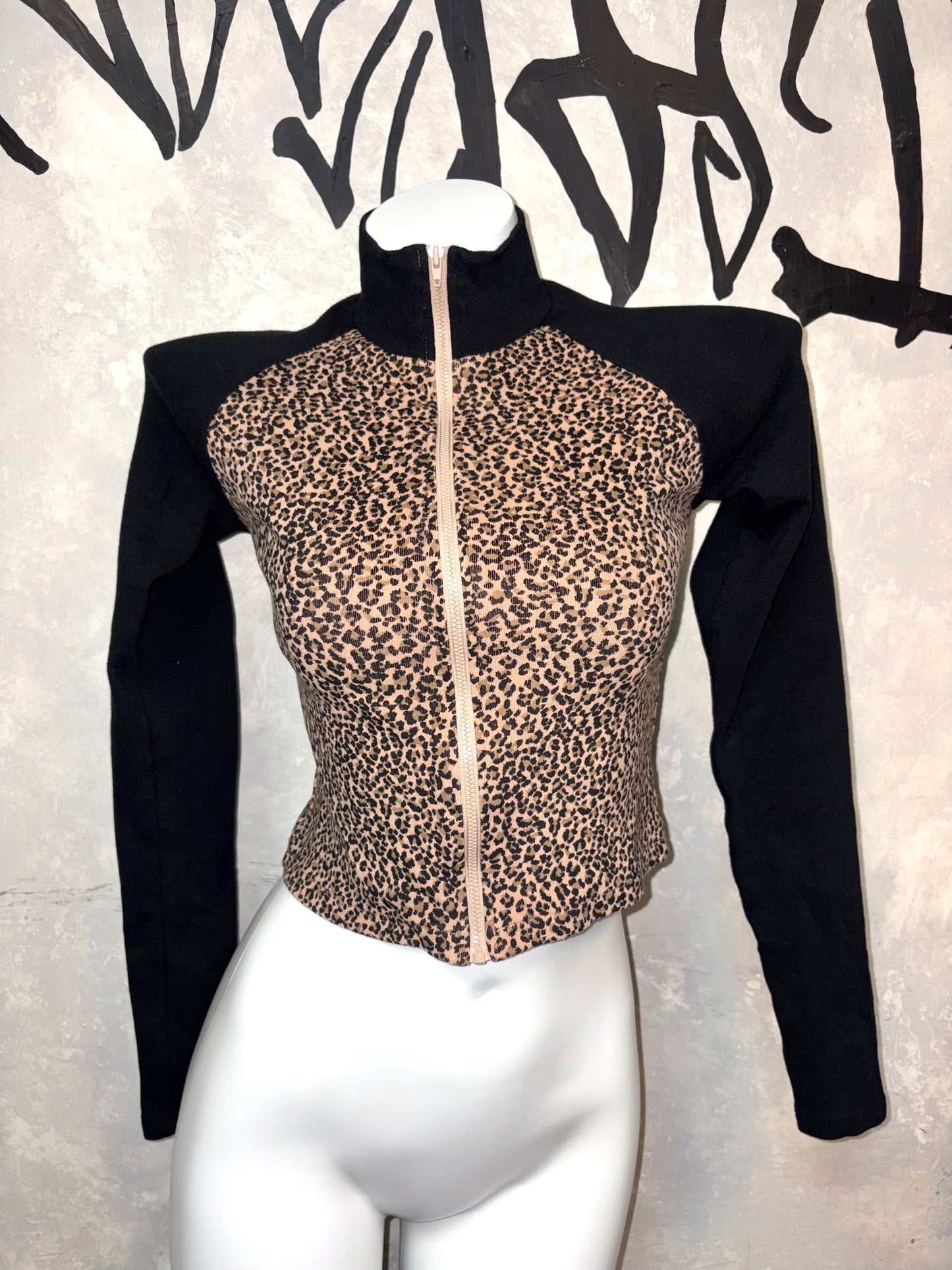 KR Leopard Printed Zipper Jacket
