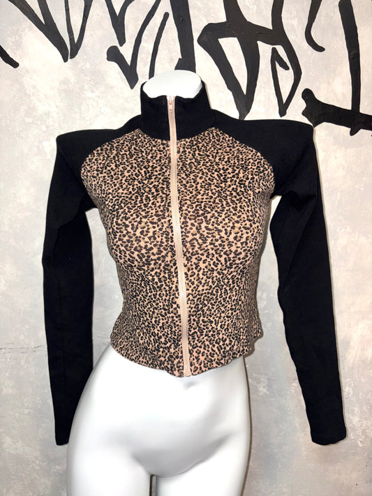 KR Leopard Printed Zipper Jacket