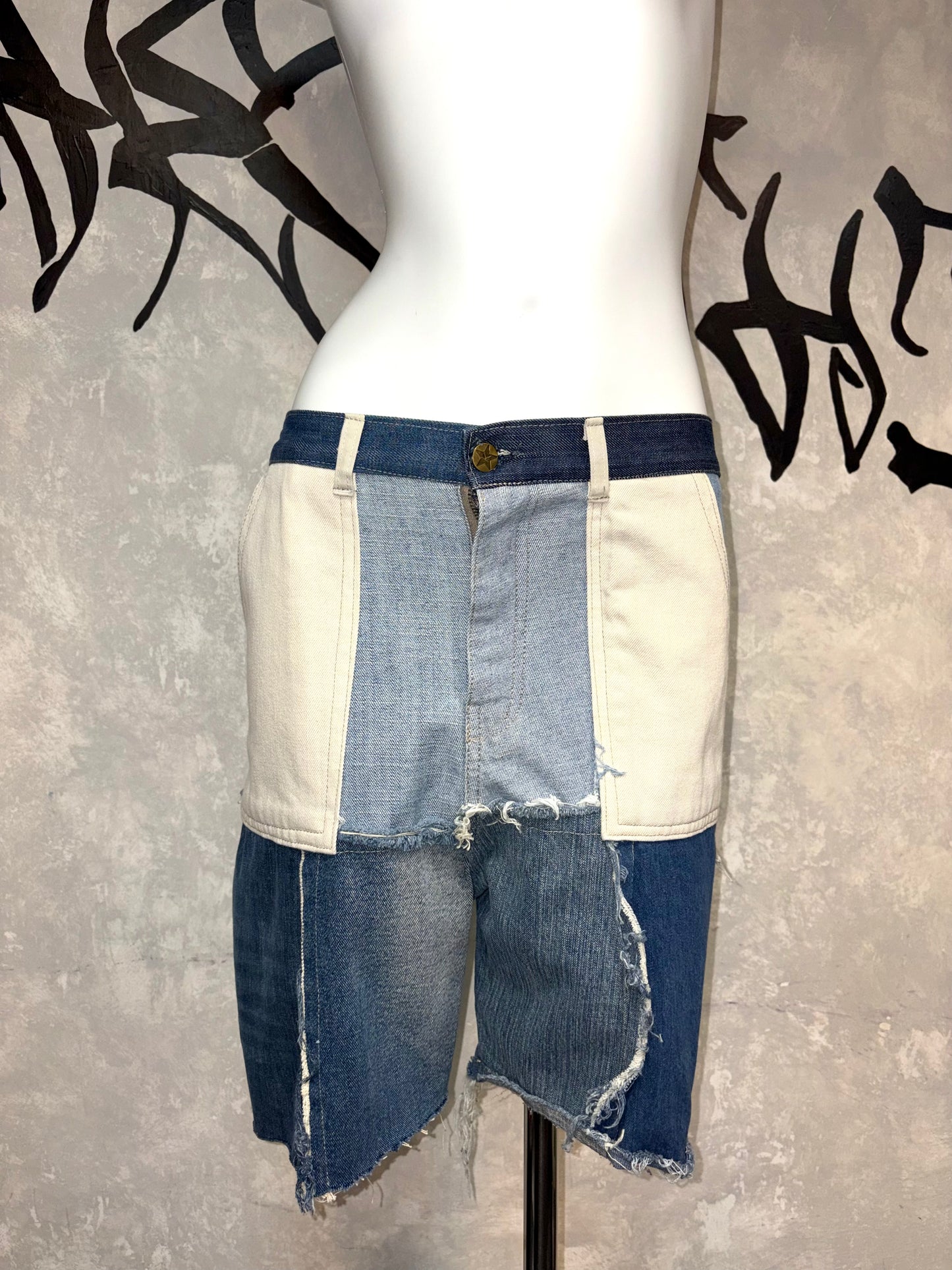 Remake Vintage Jorts (Ripped-Grid) 30” #REJRGR02