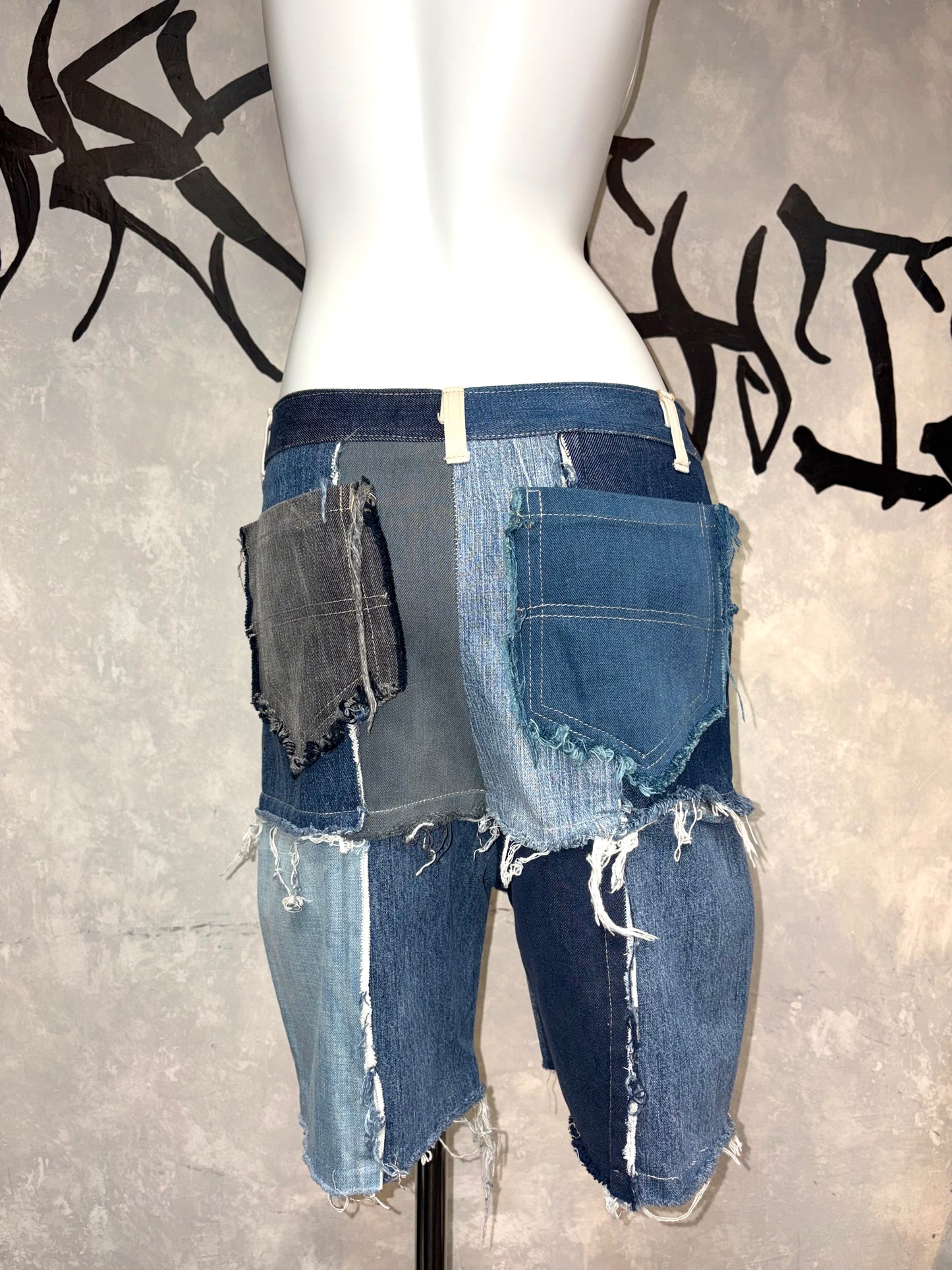 Remake Vintage Jorts (Ripped-Grid) 30” #REJRGR02