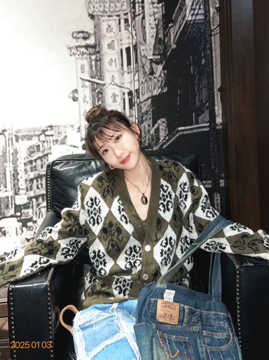 Vintage Patterned Knitting Jacket (M)